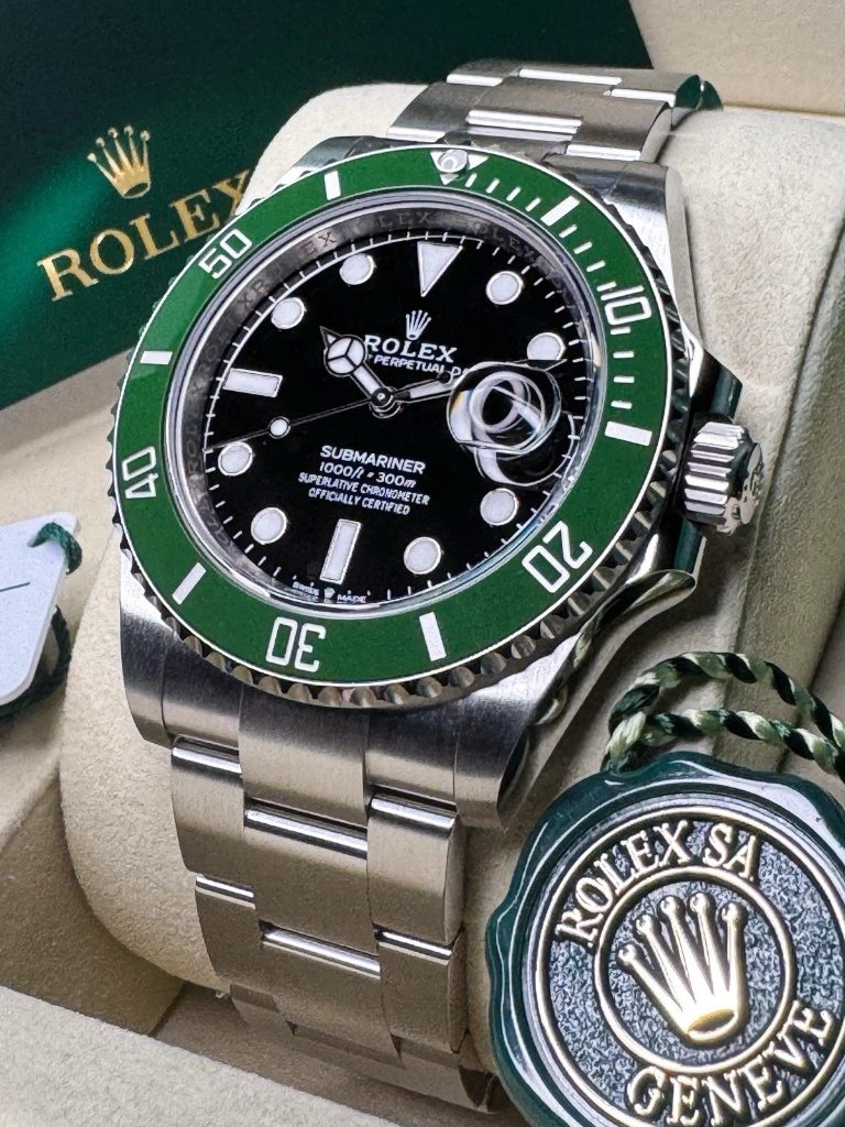 Rolex Submariner Green Bezel Black Bezel New Complete Set Of Genuine Mens Mec